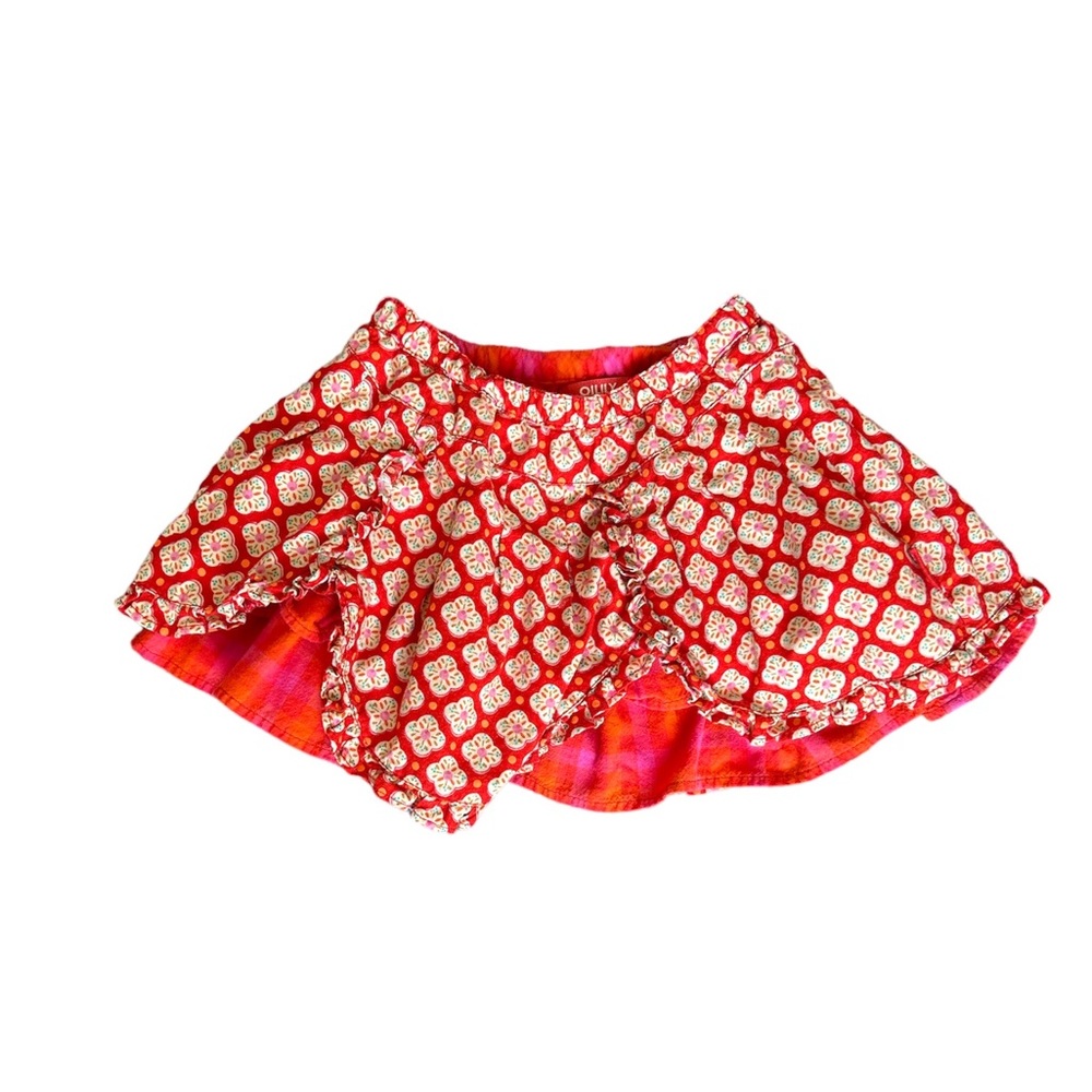 OILILY Skirt Sz 18 months 80 cm ruffle red orange cotton baby toddler girls